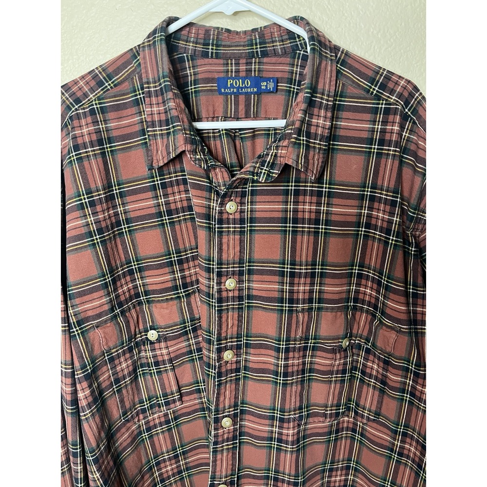 Polo Ralph Lauren Sz 4XB Orange Plaid Long Sleeve Button Down Shirt - Picture 1 of 4